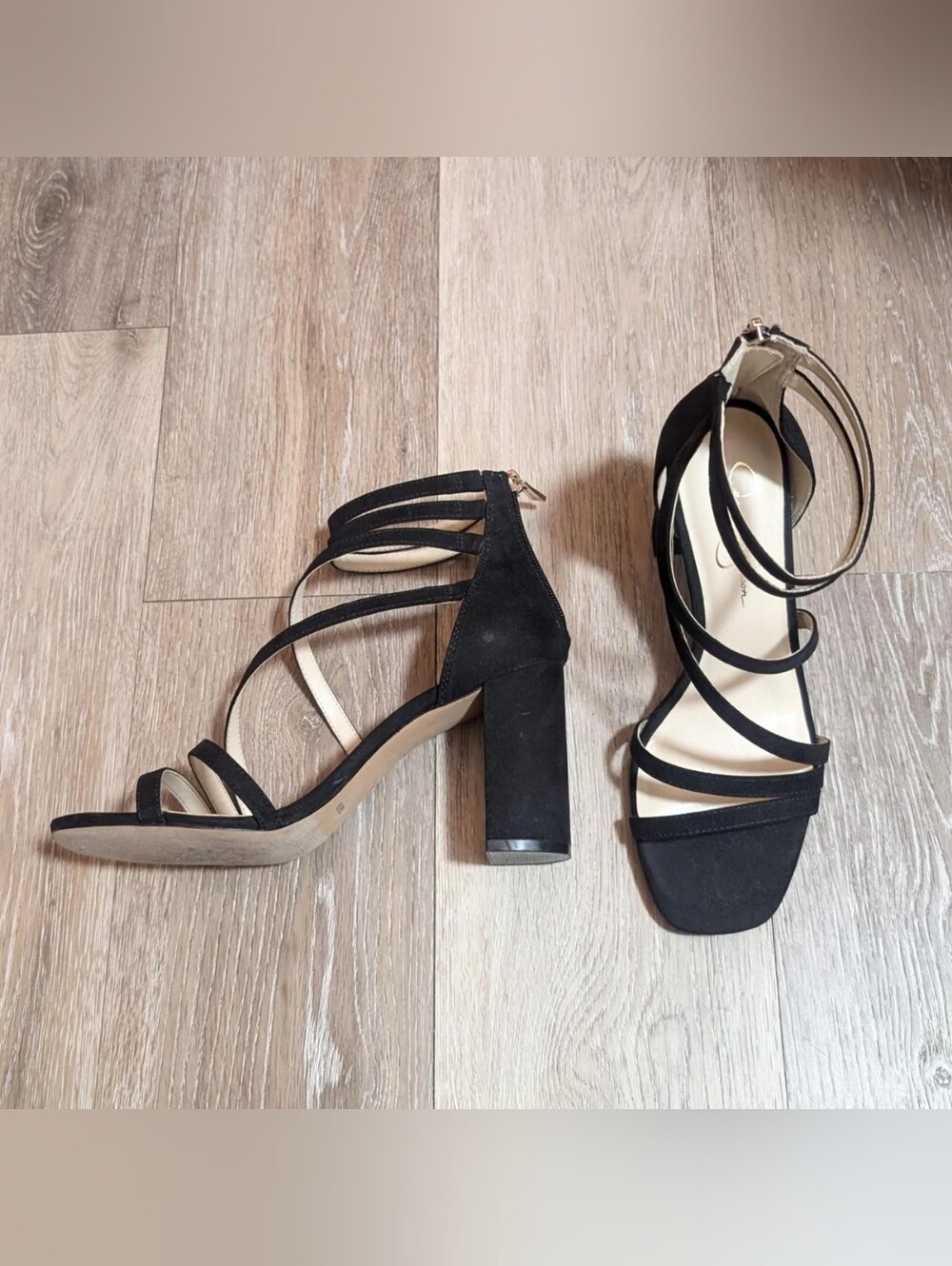 Jessica Simpson Black Sardona Strappy Block Heel Sandals Heels Size 7.5